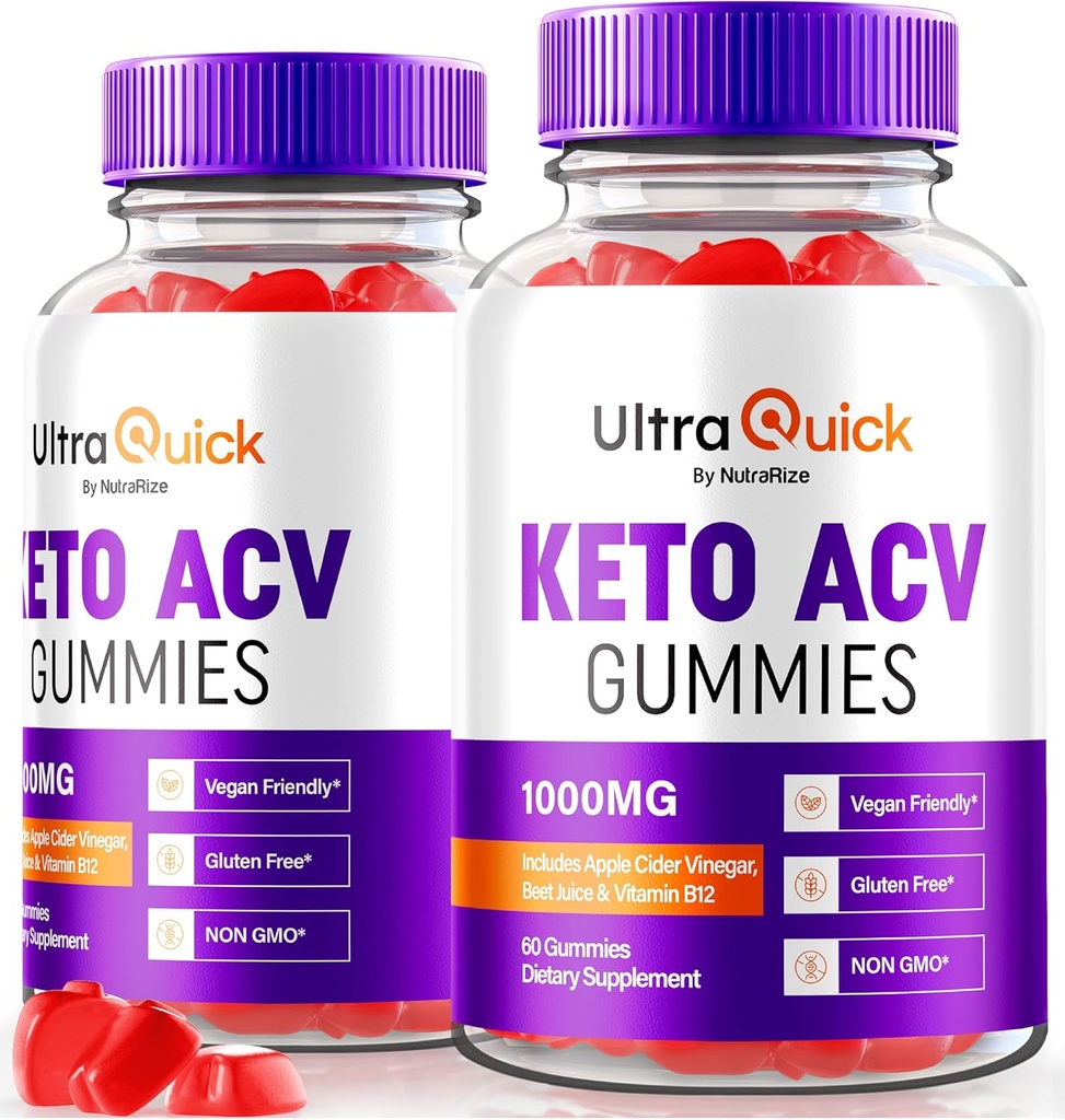 (2 Pack) Ultra Quick Keto ACV Gummies, UltraQuick Keto+ACV Kilo kaybı Desteği, Premium Keto Plus ACV Formula, Doğal Apple Cider Vinegar, Resmi Gomitas Yorumları (120 Gummies)
