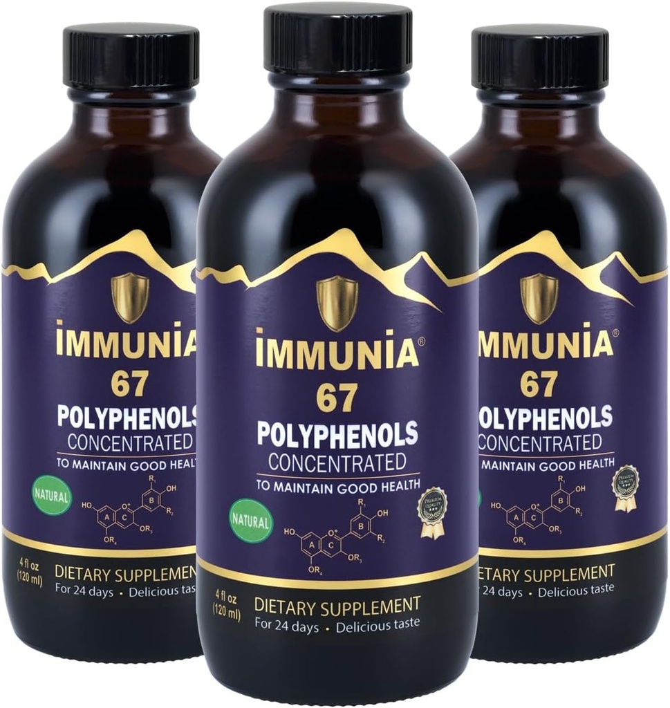 Immunia 67 Polyols - Elderberry Temp & Antioksit Meyveleri. Premium Antioksi Supplement with 67 Polyols (Anthocyanins, Quercetin, Resveratrol, vs.) 24Day Supply per Şişe (3-Pack)