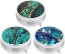 3 Pack Pill Box, Purse & Pocket için Küçük Pill Case, Cute Medicine Organizer Travel Pillbox, Portreatif Pill Konteynerleri Vitaminler, İlaçlar, Fish Oil & Supplements, Teal Ocean Mermer