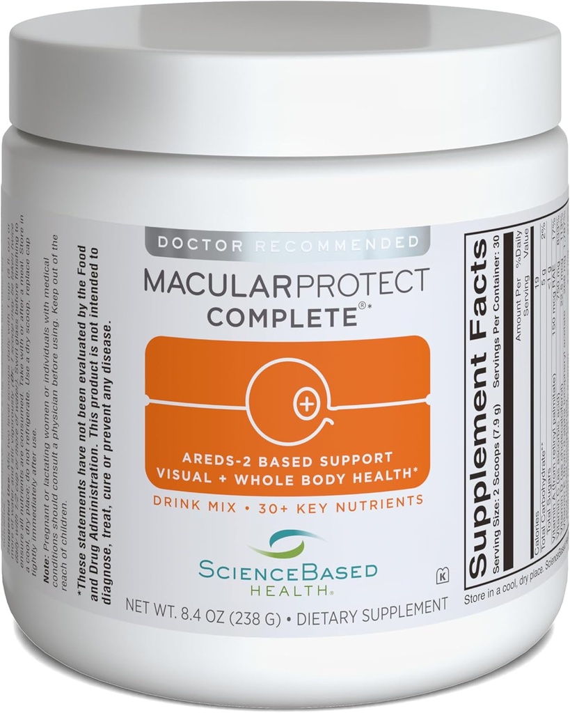 MacularProtect Complete Drink Mix – AREDS 2 Eye Health Supplement + Whole Body Multivitamin – 30+ Key Nutrients with Lutein & Zeaxanthin – Orange Flavor - 30 Day Supply