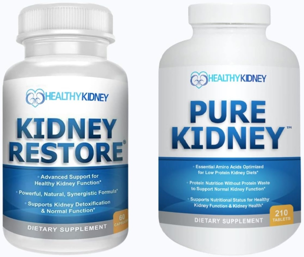 Kidney Restore & Pure Kidney 2-Pack Sche for Kidney Cleansing & Supporting Protein Seviyeleri A Low protein Kidney Diyetleriyle Destekleme & Destekleme