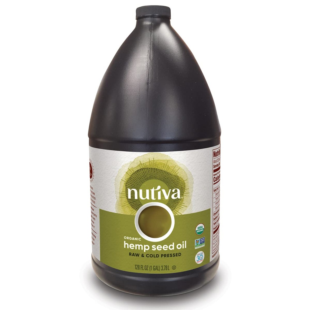 Nutiva Organic, Cold-Pressed, Unrefined Hemp Seed Oil from non-GMO, Sustainally Farmed Canadian Hemp, 1 Gallon 128 Fl Oz Oz