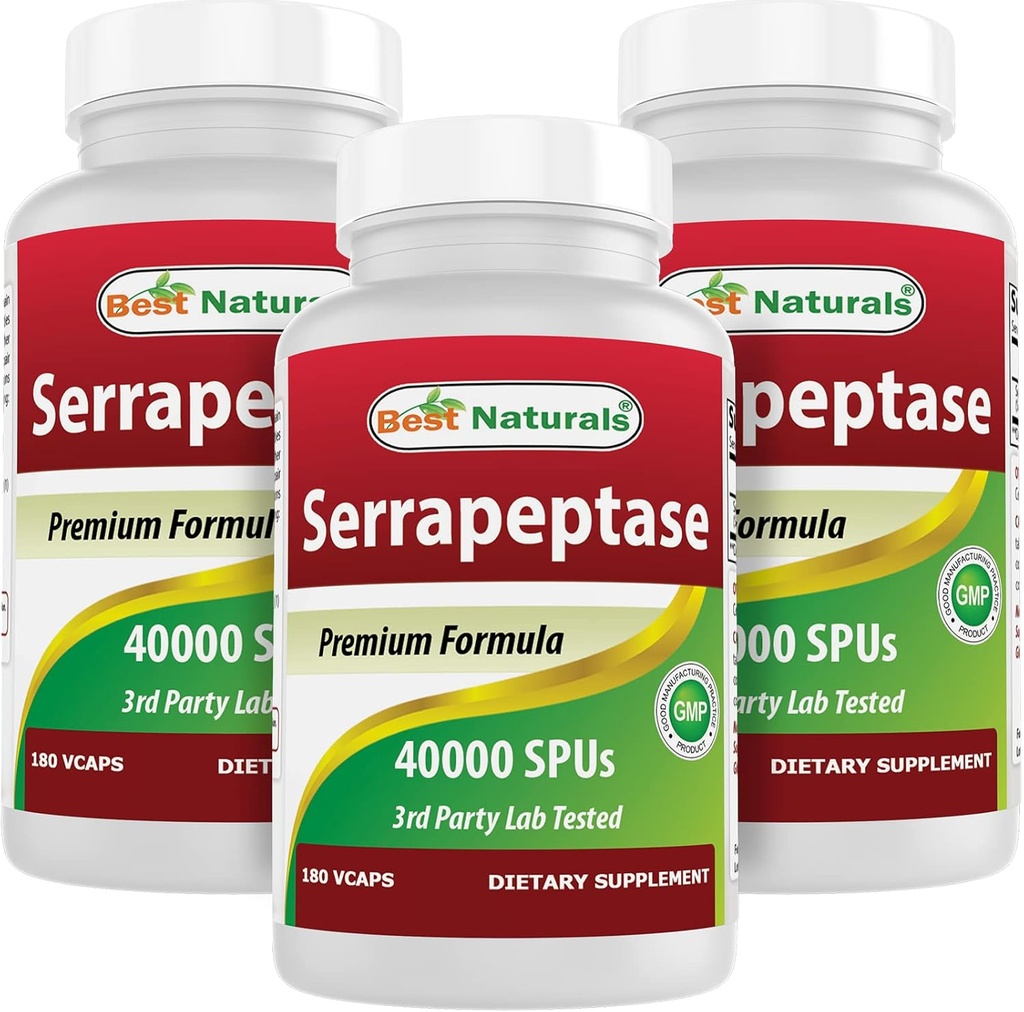 En İyi Doğallar Serrapeptase 40000 SPUs 180 Capsules (180 Count (Pack of 3))