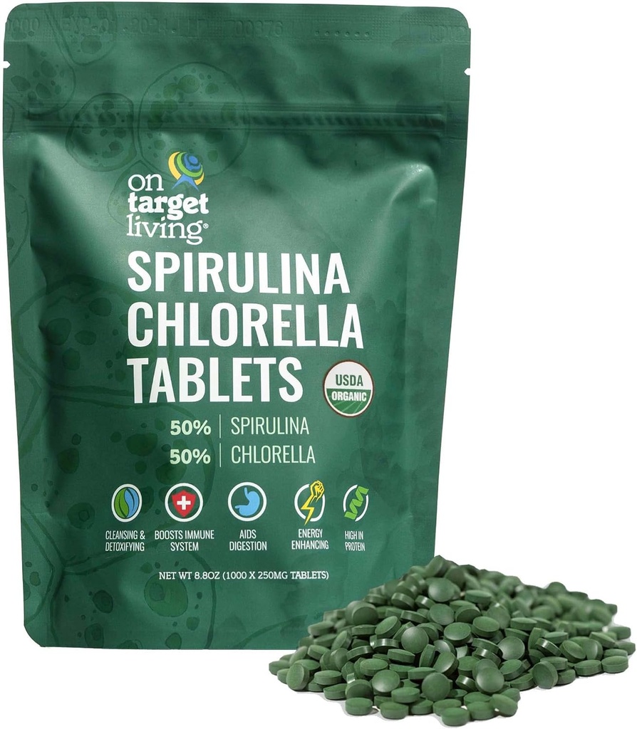 On Target Living Organic Spirulina Chlorella 