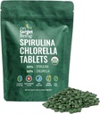 Hedefte Organik Spirulina Chlorella | Supergreens | USDA Organik | 1000 Tablet - 250 G (8.8 oz) | Vegan | Immune Support | Alkalyzing | Nutrient Dense | Protein Dense |