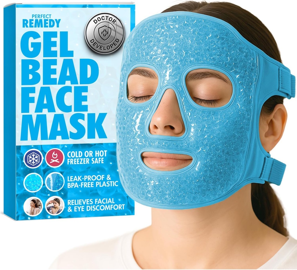 Mükemmel Remedy Face Ice Pack, Reusable Hot & Cold Ice Face Maske, Gel Puffy Eyes ile yardım etmek ve Swelling, Face Spa Soğutma Maskesi Kadınlar ve Erkekler için (Mavi)