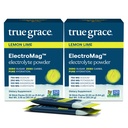 True Grace ElectroMag - 16 Stick Packs (Pack of 2) - Lemon Lime - Electrolyte Toz Hızlı Hydration - sodyum, Pyum, Magnezyum & Cordyceps - Zero Sugar & Carbs - Non-GMO - 32 Toplam Hizmetler