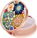 Rouidr Pill Box, 3 Karşılaştırmalı Tıp Pill Case, Small Metal Travel Medicine Box for Purse & Pocket, Rose Gold, Mandala Çiçek
