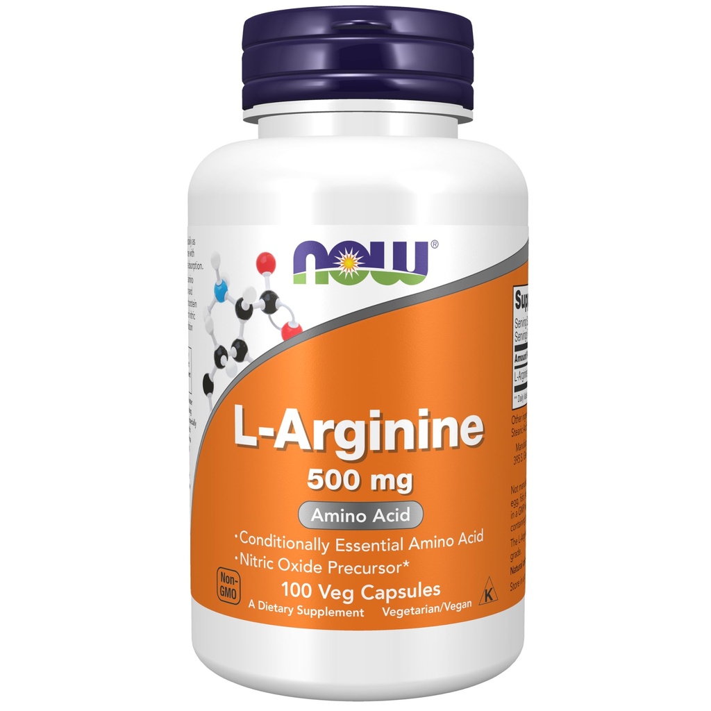 Şimdi Gıdalar Tamamlıyor, L-Arginine 500 mg, Nitrik Çimento Precursor*, Amino Asit, 100 Veg Capsules