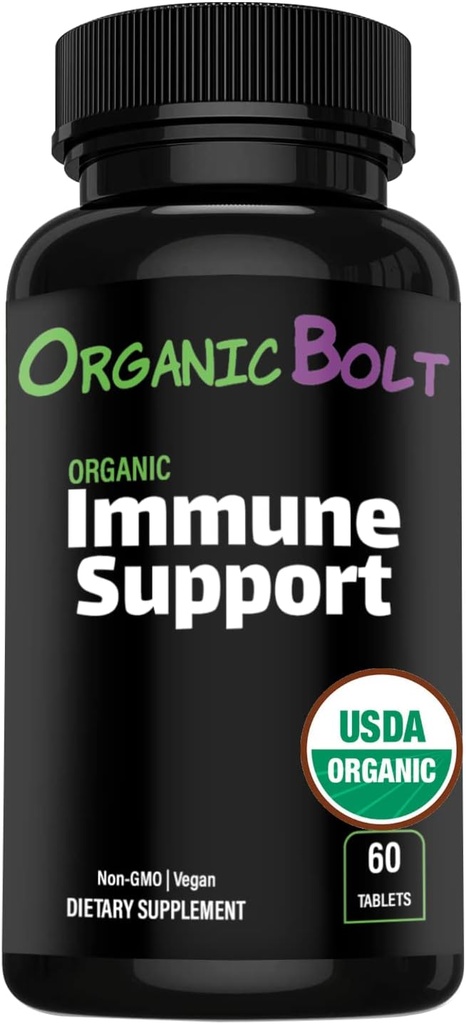 USDA Organic Immune Support Supplement, High Potency 7- in- 1 Αναμνηστικά δισκία με βιταμίνη C, Elderberry, Ginger, Moringa Leaf Powder, Σκόρδο & Περισσότερα - Vegan & Non-GMO, 20 Σερβιέτες