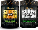 ALPHA LION Superhuman Pre Workout Powder & Post Workout Recovery Bundle, Contentive Energy & Focus + Lean μυϊκή ανάπτυξη, δύναμη & όγκος (Hulk Juice & Gainy Smith Apple)