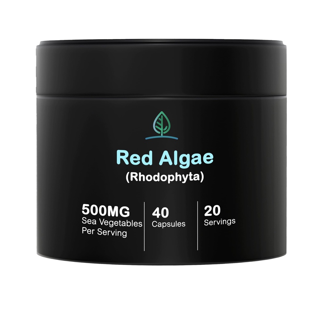 Holistic Bin Red Marine Algae Capsules Gigartina ve Dumontiacea Red Algae Supplements | Gluten Free, Vegan, Wild Harvested | Vegan Omega 3 (40 Capsules)