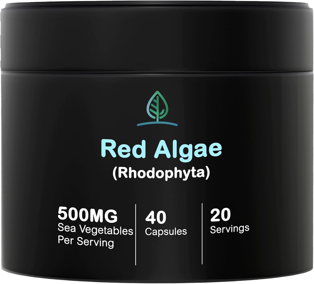 Holistic Bin Red Marine Algae Capsules Gigartina ve Dumontiacea Red Algae Supplements | Gluten Free, Vegan, Wild Harvested | Vegan Omega 3 (40 Capsules)