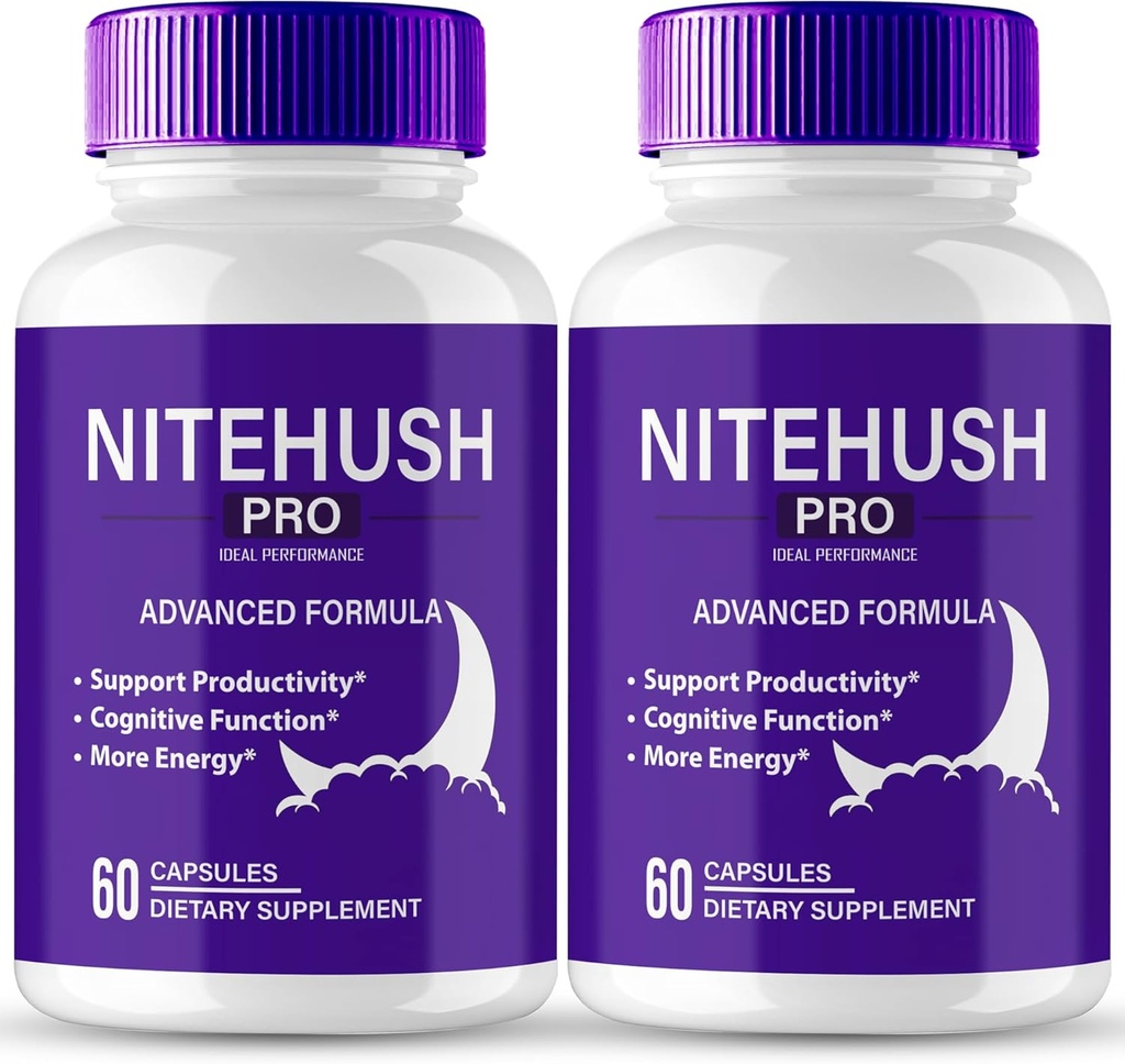 Nite Hush Pro Brain Supplements for Memory and Focus Capsule Capsules, NiteHush Advanced Formula Brain Health Support - En Güçlü Nootropics NiteHushPro All Natural Support Pills Yorumları (2 Paket)