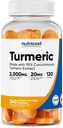 Nutricost Turmeric Gummies (240 Gummies) - Citrus Flavored,% 95 Curcuminoids, 120 Hizmet, Ginger ve Black Pepper Extract, Vegetarian, Non-GMO ve Gluten Free