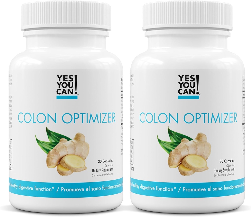 Evet Yapabilirsiniz! Probiyotiks Colon Optimizer Supplement - Erkekler ve Kadınlar için Gut Health ve Stomach Supplement, Ginger ve Peppermint ile Digestive Health, 30 Capsules - 2 Pack