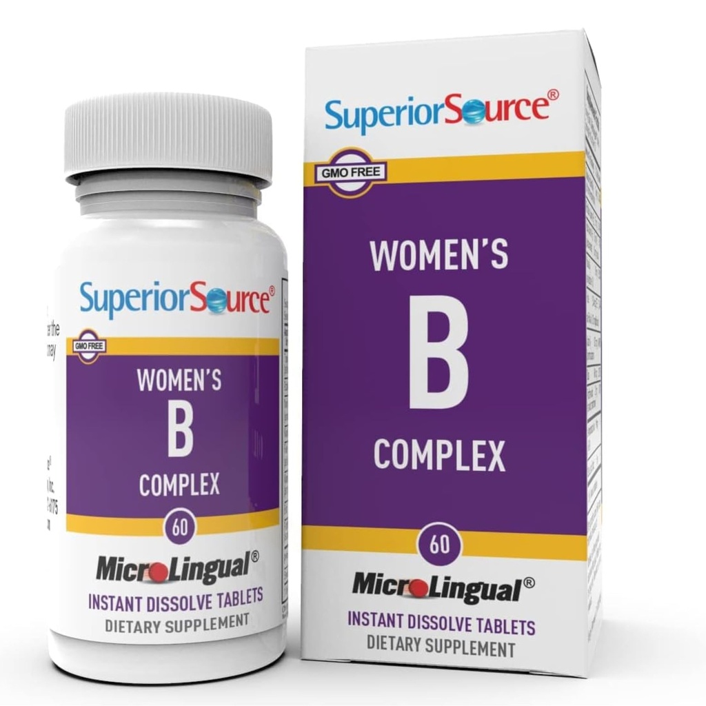 Üstün Kaynak Kadınları B Kompleksi - Kadınlar için Enerji Desteği Supplement - Vitamin B12, Vitamin B3 & Daha Fazla - B Vitamin Supplement Aids Heart Health - 60 Sublingual Discrypt Tabletleri - 60 Sublingual Dis