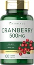 Carlyle Cranberry Pills | 500 mg | 100 Caplets | Non-GMO, Gluten Free Supplement for Women & Men