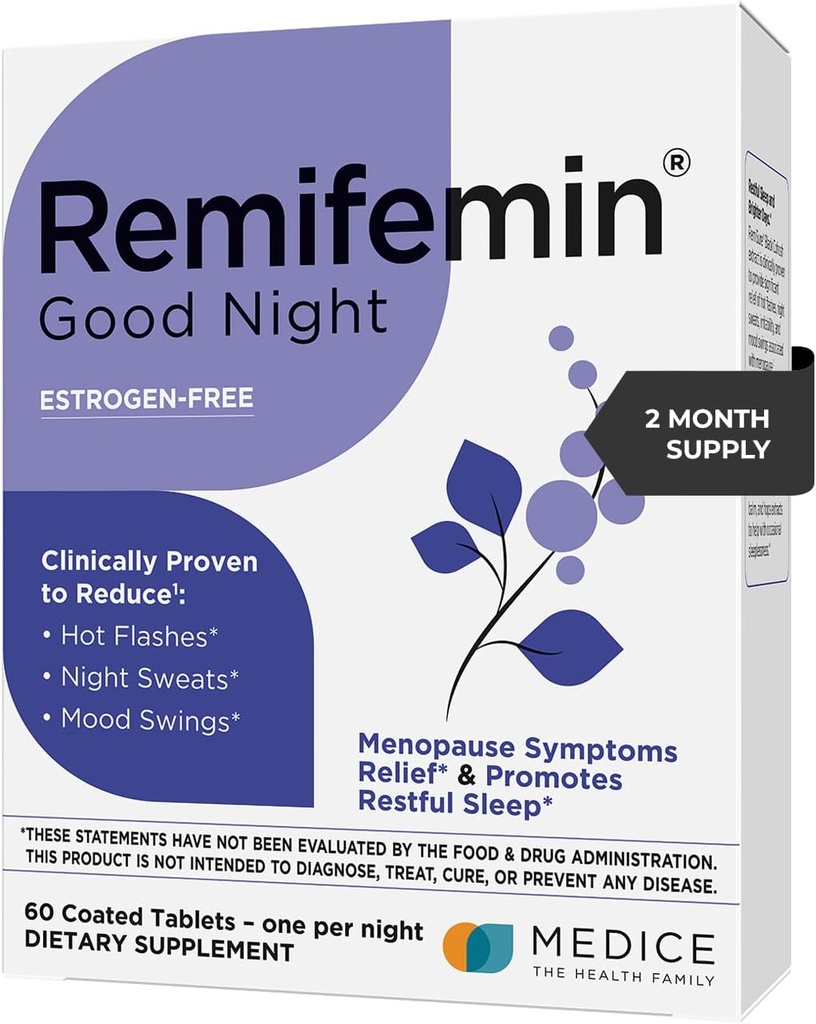 Remifemin Good Night - Menopause Belirtileri Relief & Restful Sleep Support - Klinik Proven Malzemeler - Menopause Supplements - Black Cohosh - Estrogen-Free - Almanya'da Yapılan - 60 Tablet