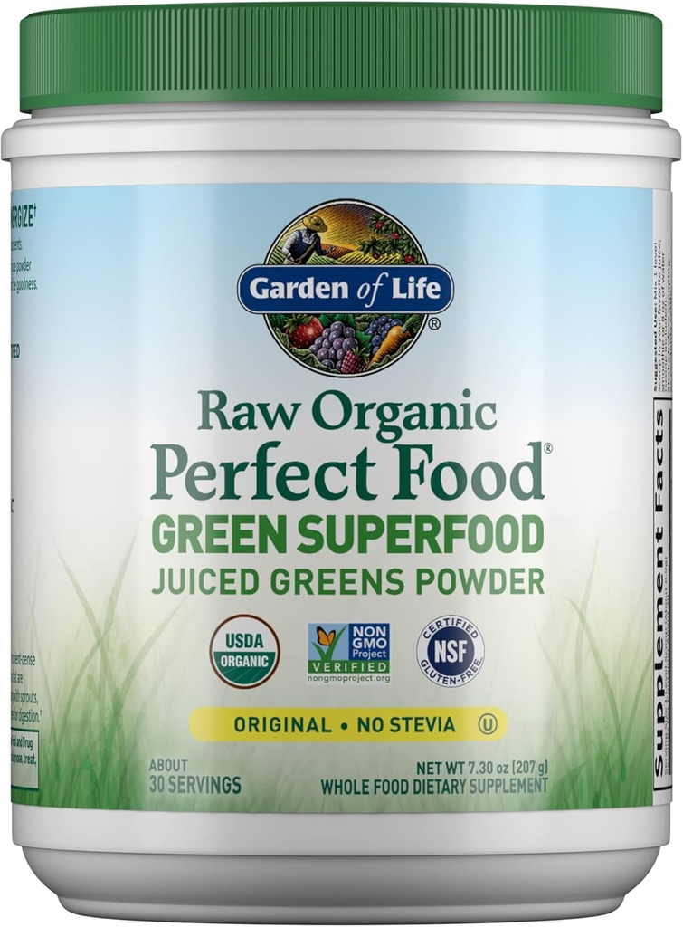 Life Raw Organic Perfect Food Green Superfood Juiced Greens Toz - Original Stevia-Free, 30 Hizmet, Non-GMO, Gluten Free Whole Food Diyetary Supplement, alkalize, Detoxify, Energize