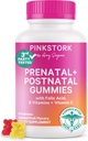Pink Stork Ferttitude + Prenatal + Postnatal Gummy Vitaminleri – Full Motherhood Journey Support – Multivitamin with Folate, B Vitamins, çinko & Biotin – 60 Assorted Fruit Gummies
