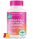 Pink Stork Ferttitude + Prenatal + Postnatal Gummy Vitaminleri – Full Motherhood Journey Support – Multivitamin with Folate, B Vitamins, çinko & Biotin – 60 Assorted Fruit Gummies
