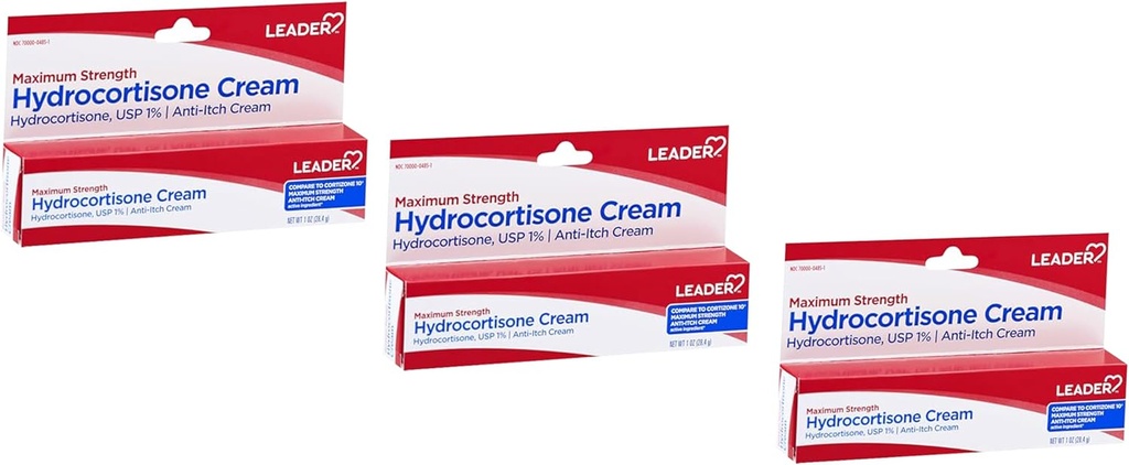 Lider Hydrocortisone Cream, Anti-Itch Lotion for Psoriasis, Maximum Strength, Instant Itch Relief Cream Cream for Mosquito Bites, Eczema, Dermatitis, Skin Enfeksiyonları ve Hemorrhoids, 1 oz (3)