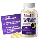 Magnezyum Glycinate 400 mg Softgels,Küçük, Smooth Capsules, Stomach'te, D3 & K2 ile Uyku,Relax,Muscle,Bone Health