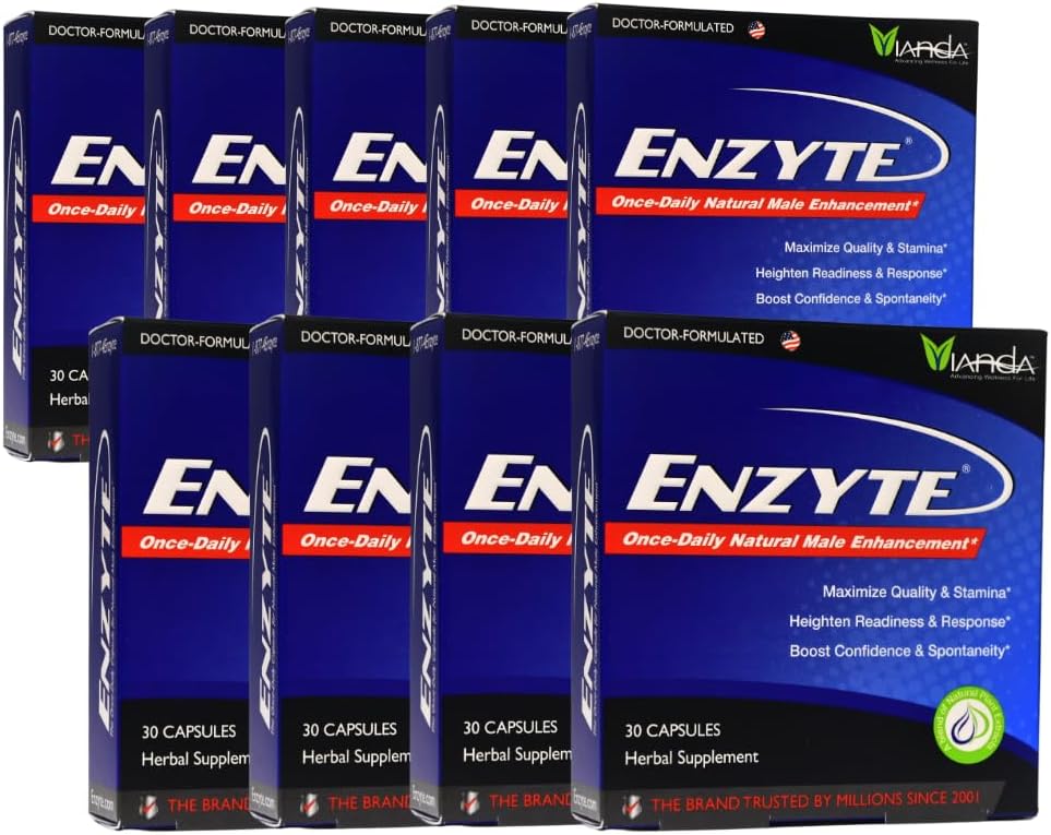 Enzyte® Natural Ανδρική Ενίσχυση Bundle for Quality and Stamina with Asian Ginseng, Ginkgo Biloba, Grape Seed Extract, Horny Goat Weed - 9 Pack Bundle