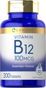 Carlyle Vitamin B12 100mcg | 200 Tablet | Temel Vitamin Tamam | Vegan, Non-GMO ve Gluten Free Formula