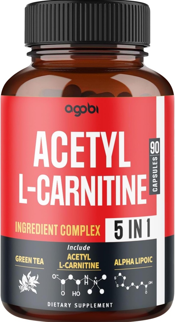 Acetyl L-Carnitine Supplement - 2600 mg 3 Ay - Alfa Lipoic Acid, Green Tea, Green Coffee Bean & Raspberry Ketones - Memory & Brain Health Support, Non-GMO - 90 Vegan Capsules