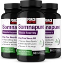 FORCE FACTOR Somnapure Muscle Recovery Sleep Aid for Yetişkinler with Melatonin 5 mg, Holy Basil, and L-Theanine, Supplement for Sleep Support, Muscle Soreness Relief, & Muscle Recovery, 180 Caps, 3-Pack
