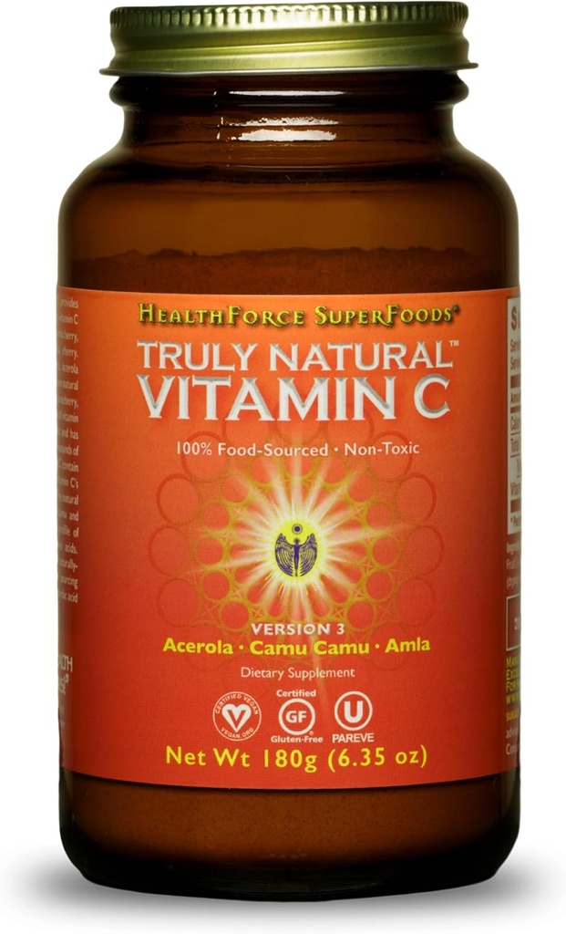 Healthforce SUPERFOODS Αληθινά Φυσική βιταμίνη C - συμπλήρωμα υποστήριξης ανοσοποιητικών με Camu Camu Berry - συμπλήρωμα βιταμίνης C για την ανοσοποιητική υγεία - Vegan, Non-GMO - 180 γραμμάρια, 30 υπηρεσίες