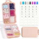 14 GRIDS Travel Pill Organizer Box with columns - Travel Medicine Case Kit - Pocket Daily Eczanesi - Balık Yağ Vitamini Ek Depolama için Seyahat Tıbbileri - Pink Oil Vitamini - Pink Oil