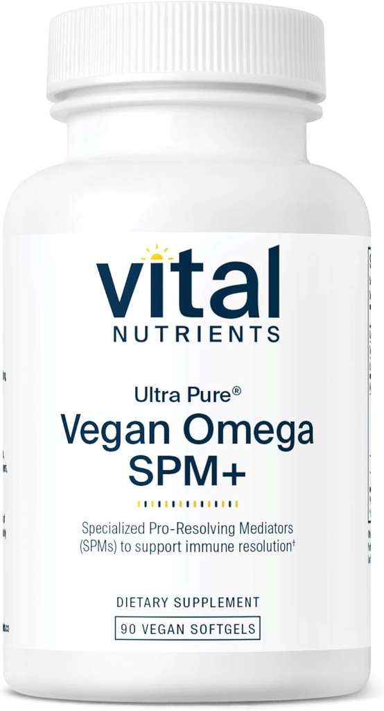 Vital Nutrients Ultra Pure® Vegan Omega SPM+ | Vegan Özelleştirilmiş Pro-Recrypt Mediators (SPM) Omega-3 Supplement | Minor Joint Discomfort Relief* | Gluten, Dairy, Soy Free, Non-GMO | 90 Mini Softgels