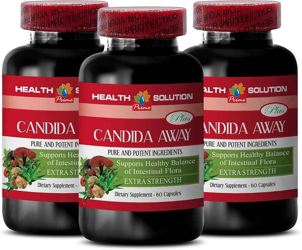 Συμπλήρωμα υποστήριξης ανοσίας - Candida Away Plus - Candida Digestive - Candida Cleanse Extra Strength - Digestive Pill - Candida Cleanse για γυναίκες και άνδρες - Candida Overgrowth - 3 μπουκάλια 180 κάψουλες