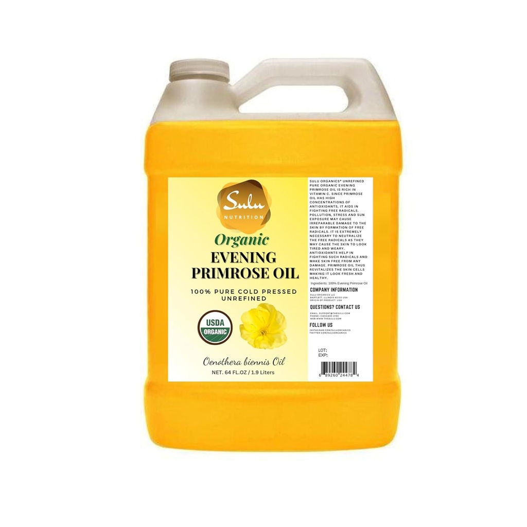 4 LBS 100% Saf Organik Unrefined Cold Pressed Evening Primrose Oil 12% GLA
