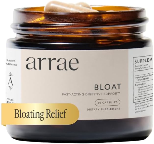 Arrae Fast-Active Bloating Relief Digestive Enzymes, All Natural Bloat, Gas & Indigetion Relief Capses (30 Count)
