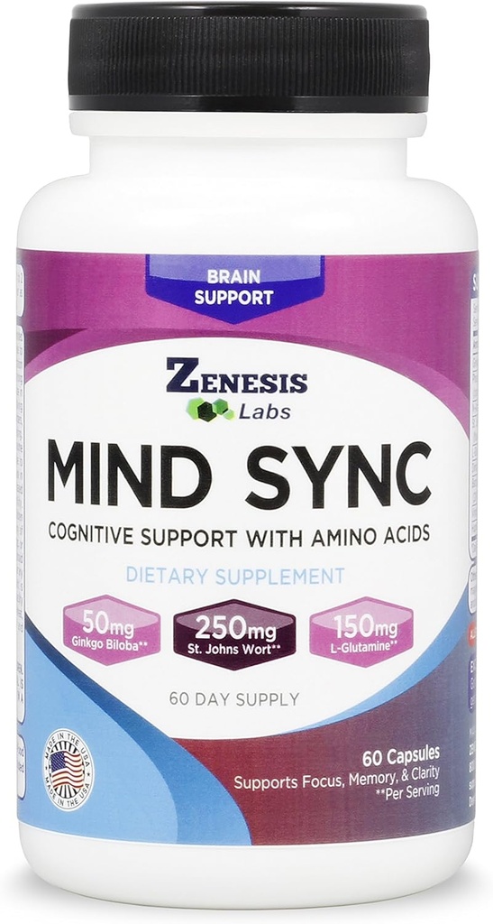 Zenesis Labs Mind SYNC - 60 κάψουλες με Ginkgo Biloba, St John's Wart & L-Glutamine - Διαβάστε κριτικές