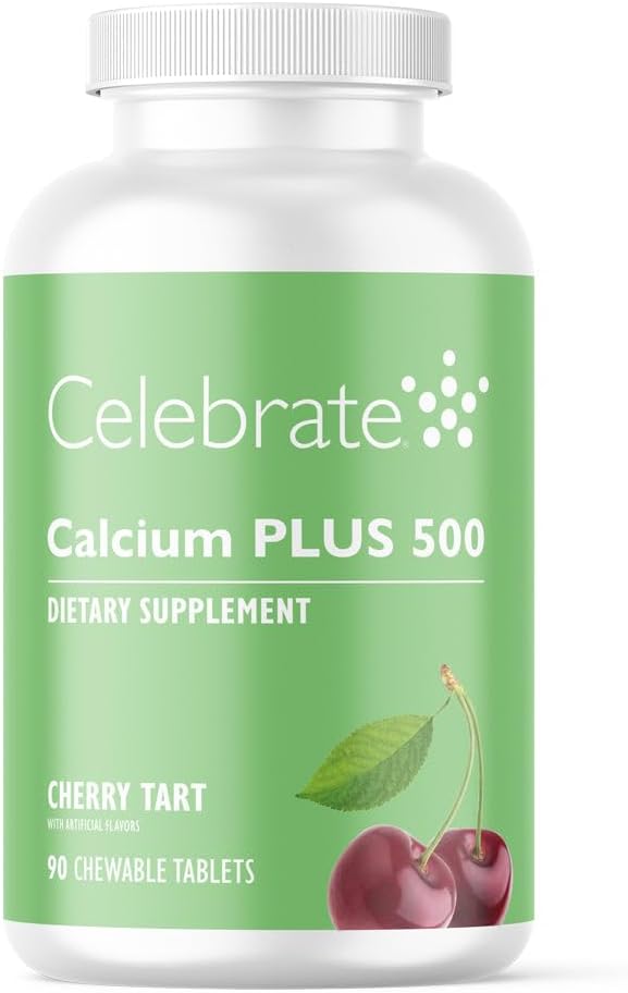 Bördül Vitamini Plus - 500 mguba Citrate, 333 İ Vitamin D3 & 34 mg Post Bariatrik Cerrahisi için Magnezyum - Gluten-Free & Sugar-Free - Cherry, 90 Chewable Tabletler