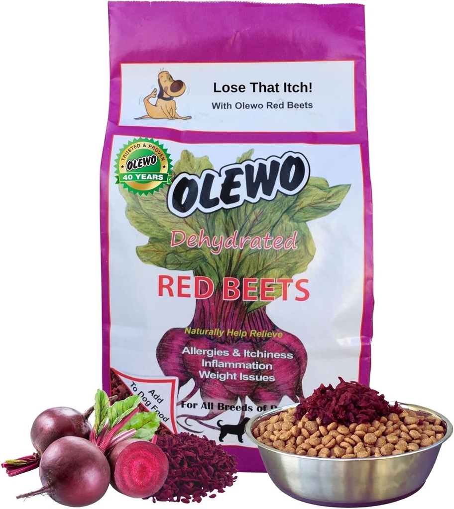 Original Red Beets Olewo για σκύλους – Φυσικό Anti Itch για σκύλους, Topper τροφίμων σκύλου, ανοσοποιητικό, καθαρισμός, δέρμα & παλτό υποστήριξη, Αφυδατωμένο σκύλος τροφίμων πολυβιταμίνη, Ίνες για σκύλους, 1 lb