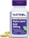 Natrol Alpha Lipoic Acid 300 mg, General Wellness için Diyetsel Supplement, 50 Capsules, 50 Day Supply