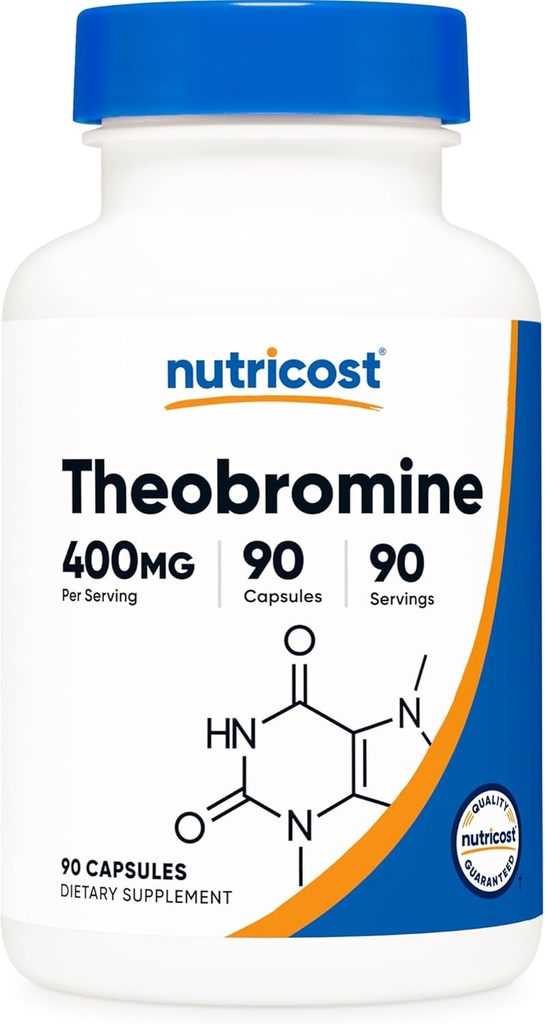 Nutricost Theobromine 400mg, 90 κάψουλες χορτοφάγων - Χωρίς γλουτένη, μη ΓΤΟ