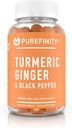 PUREFINITY Turmeric και Ginger συμπλήρωμα Gummies με μαύρο πιπέρι, κοινή υποστήριξη κουρκουμίνη Μασώμενα με νοστιμότατο άρωμα – Χωρίς γλουτένη, μη GMO, Vegan, 60 κόμης