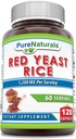 Pure Naturals Red Yeast Rice 1200 Mg hizmet başına 120 Capsules Supplement | Non-GMO | Gluten Free | Made in USA