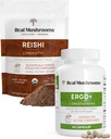 Real Mushrooms Ergothioneine (60ct) and Reishi Organic Powder (45 Servings) Bundle with Shiitake and Oyster Mushroom Extracts - Longevity and Relaxation - Βέγκαν, Χωρίς γλουτένη, Μη ΓΤΟ