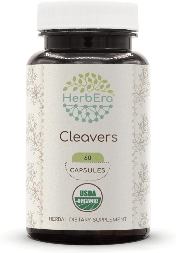 HerbEra Cleavers 60 Κάψουλες, 400 mg, USDA Organic Cleavers (Galium aparine) Αποξηραμένο βότανο (60 κάψουλες)