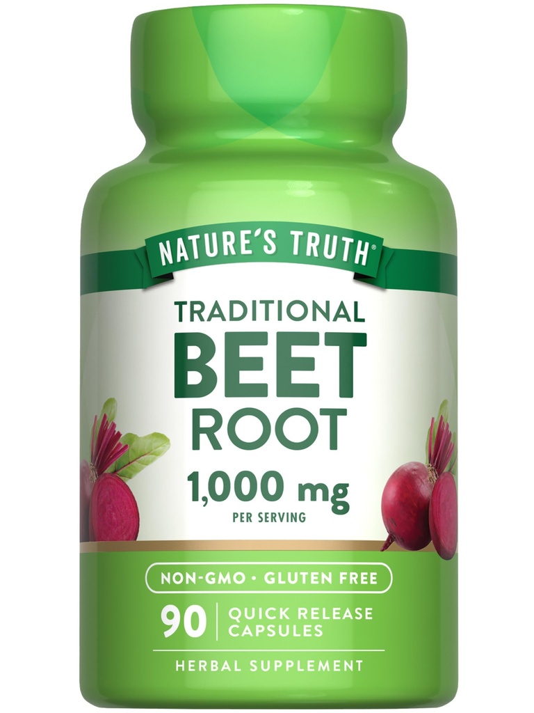 Nature's Truth Beet Root Capsules | 1000 mg | 90 Pills | Herbal Extract | Gluten Free & Non-GMO Supplement