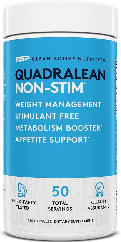 RSP Beslenme QuadraLean - Stimulant Ücretsiz Kilo Yönetimi, Metabolism Branson, Enerji ve Appetite Desteği - CLA, L-Carnitine, Green Tea Extract, Non-Stim Formula, 50 Serv (Pazarlama)