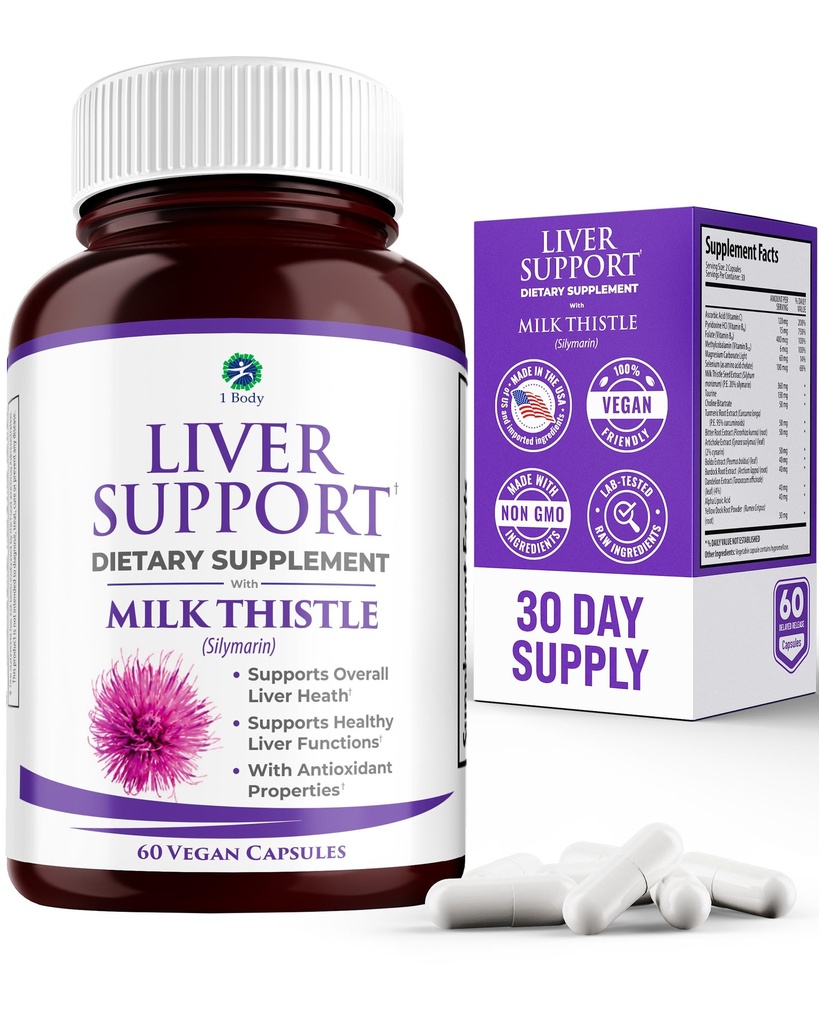 Liver Support - Detox & Cleanse Supplement (Vegetarian) - Advanced Natural Liver Health Formula Butle, Selenium, Turmeric Curcumin, Vitamin B12, Vitamin C, Alpha Lipoic Acid, N Acetyl Cysteine, Magnezyum, Taurin ve Daha Fazla - 30 Gün Supply